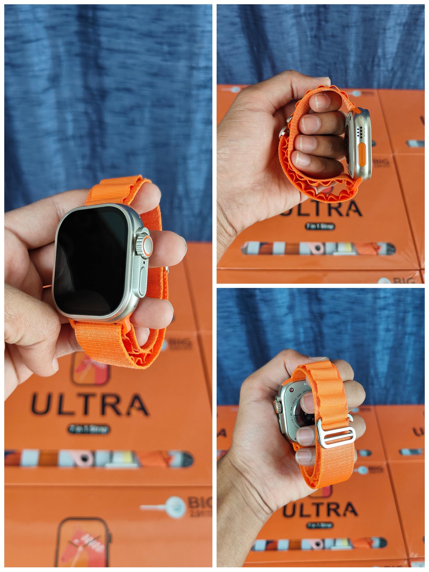 7 IN 1 Smart Watch Orange Edition Combo