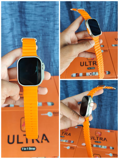 7 IN 1 Smart Watch Orange Edition Combo